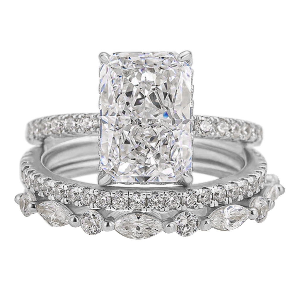 Elodie | Elegant 3-Piece Ring Set in White Gold