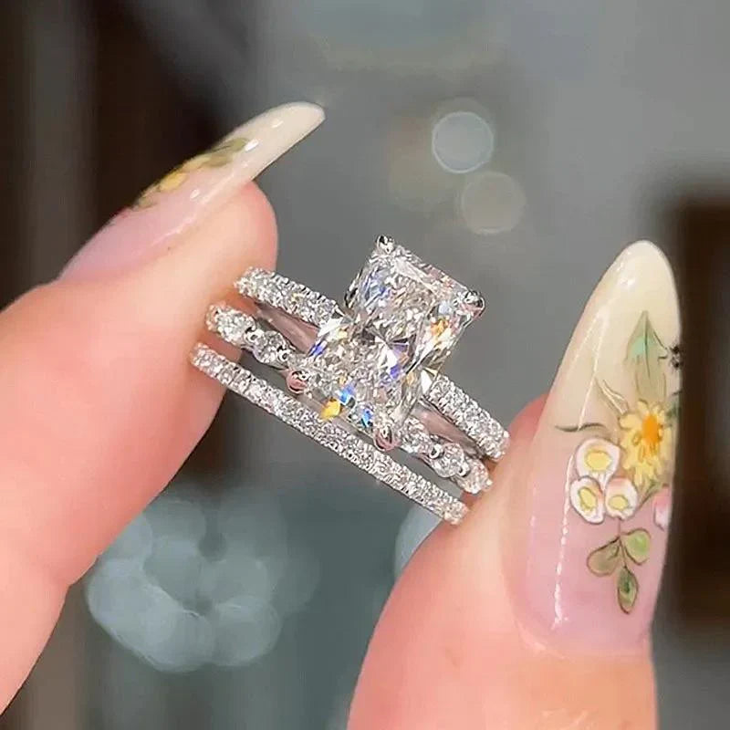 Elodie | Elegant 3-Piece Ring Set in White Gold