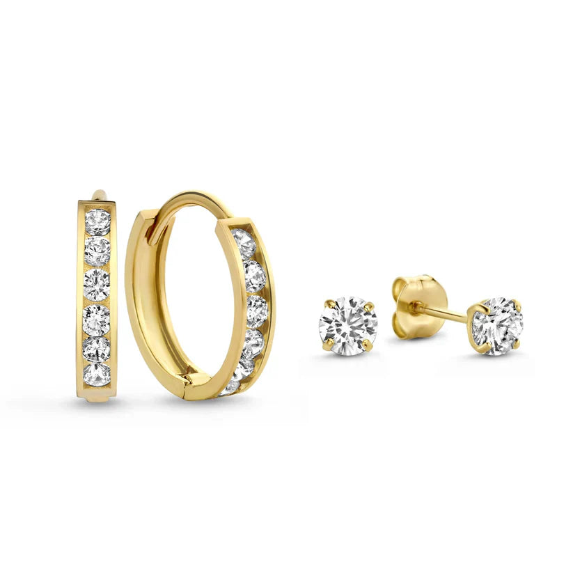 Matilda | Elegant White Gold Stone Earrings Set