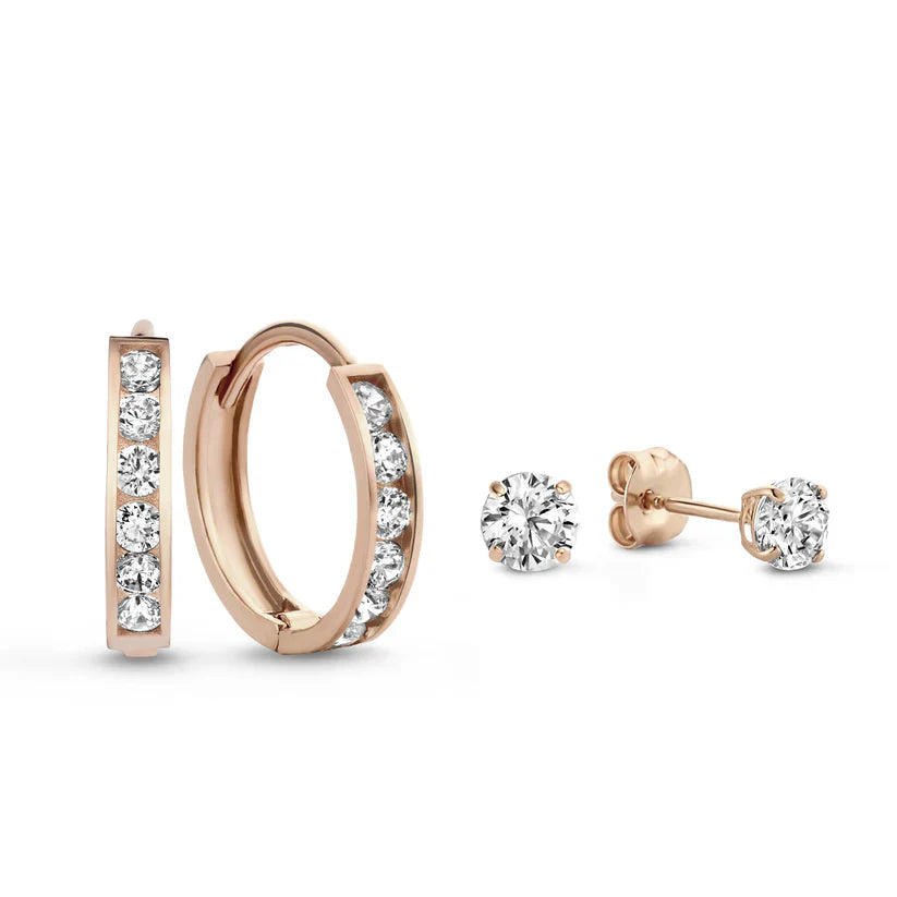 Matilda | Elegant White Gold Stone Earrings Set