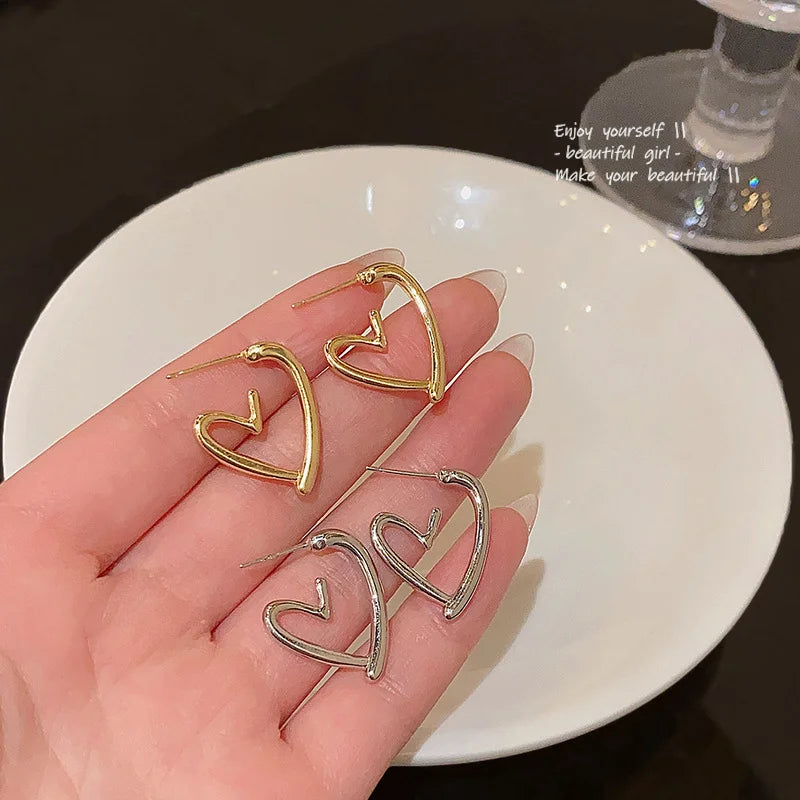 Elegant Heart-Shaped Stainless Earrings