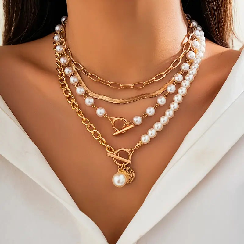 Grace | Vintage Gold Pearl Necklace Set