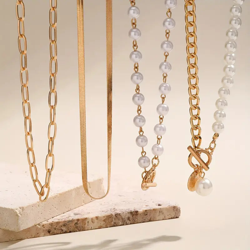 Grace | Vintage Gold Pearl Necklace Set