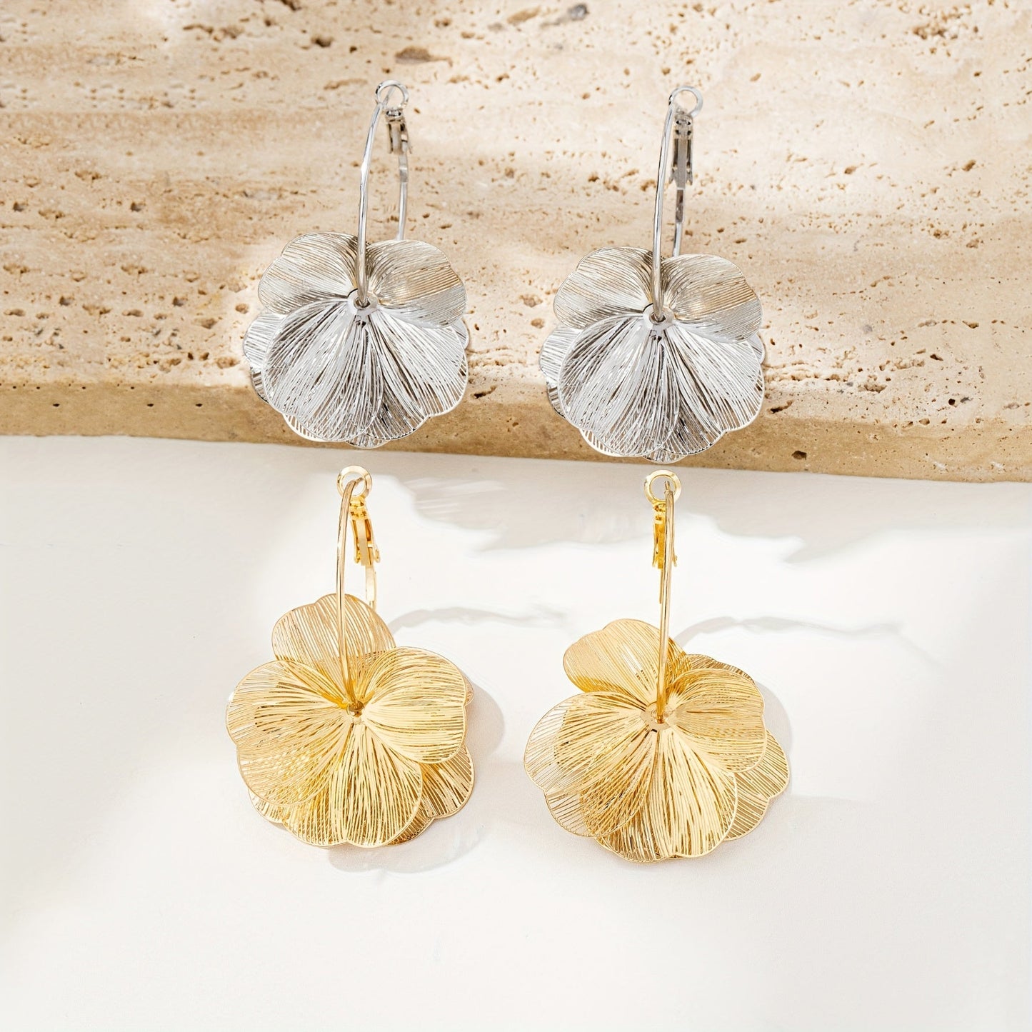 Exaggerated Gold Hollow Earrings