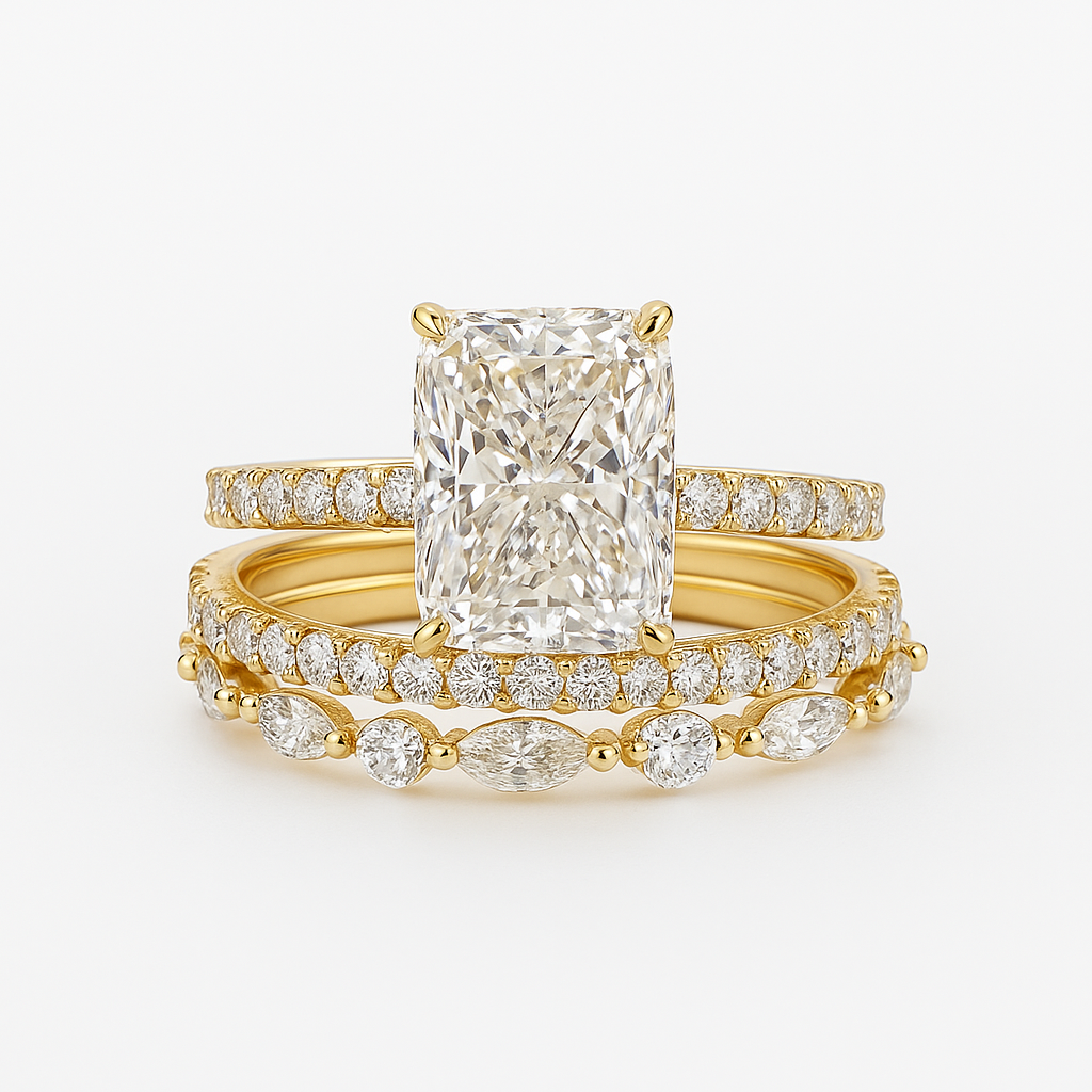 Elodie | Elegant 3-Piece Ring Set in White Gold