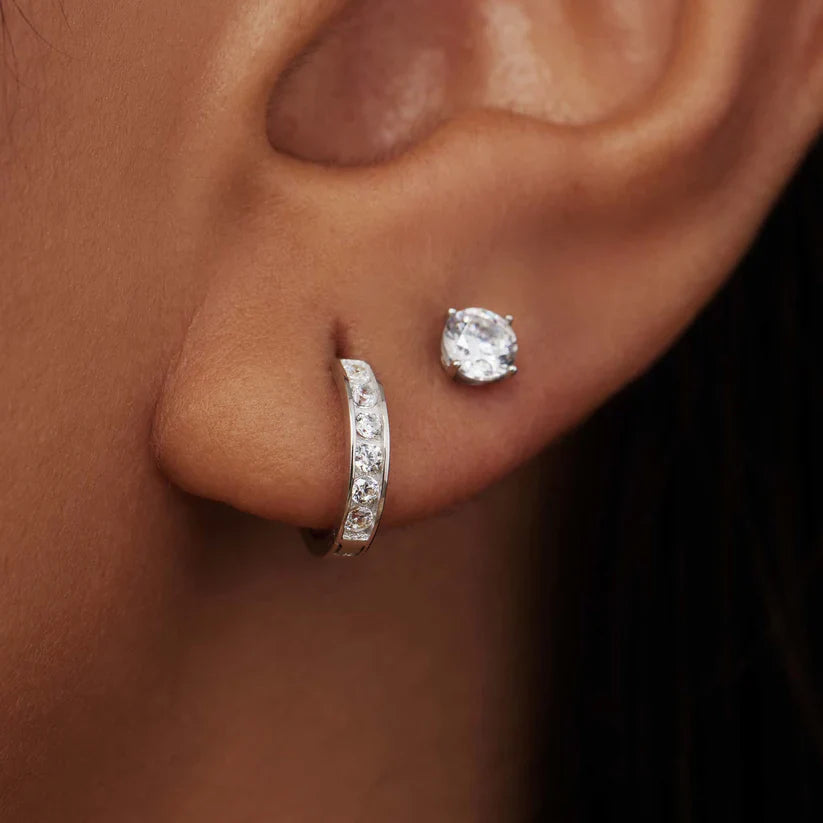 Matilda | Elegant White Gold Stone Earrings Set