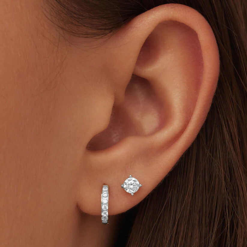 Matilda | Elegant White Gold Stone Earrings Set