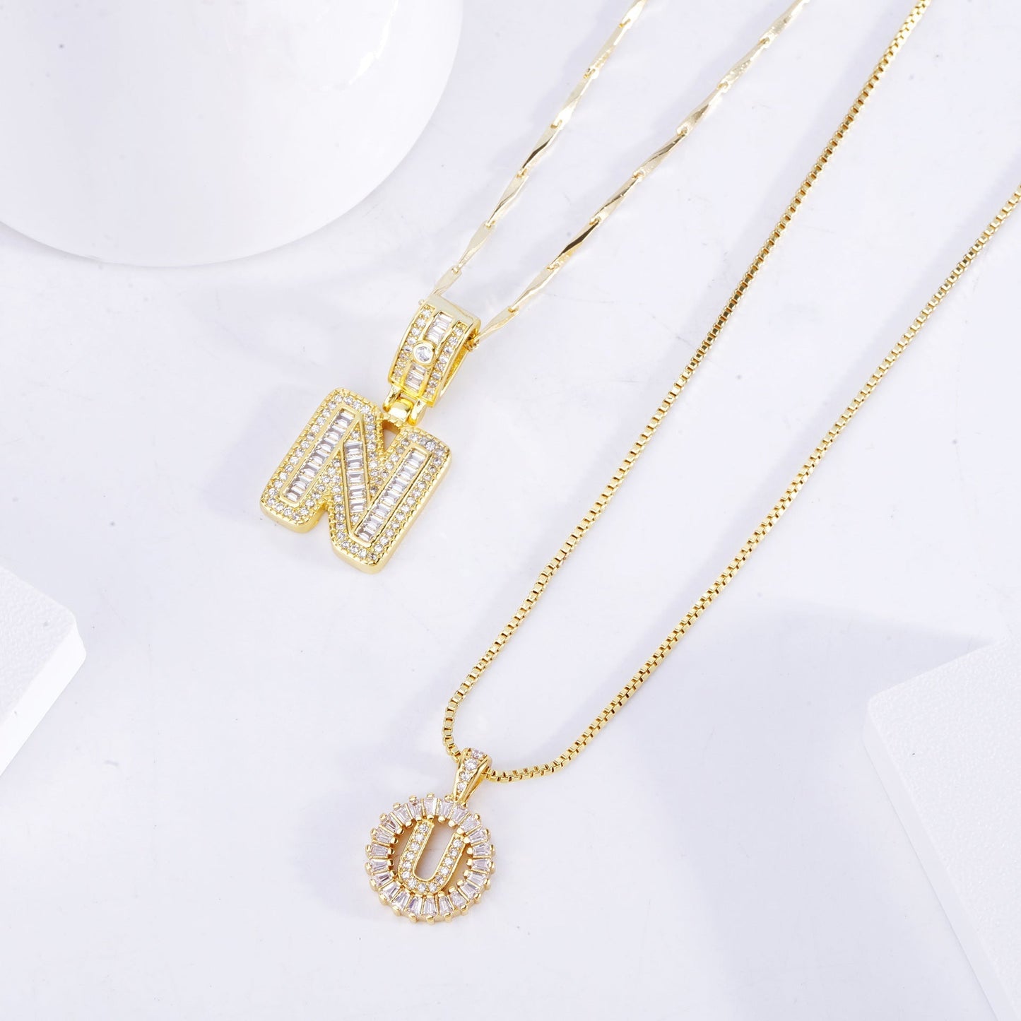 Moissanite letter initial necklace set