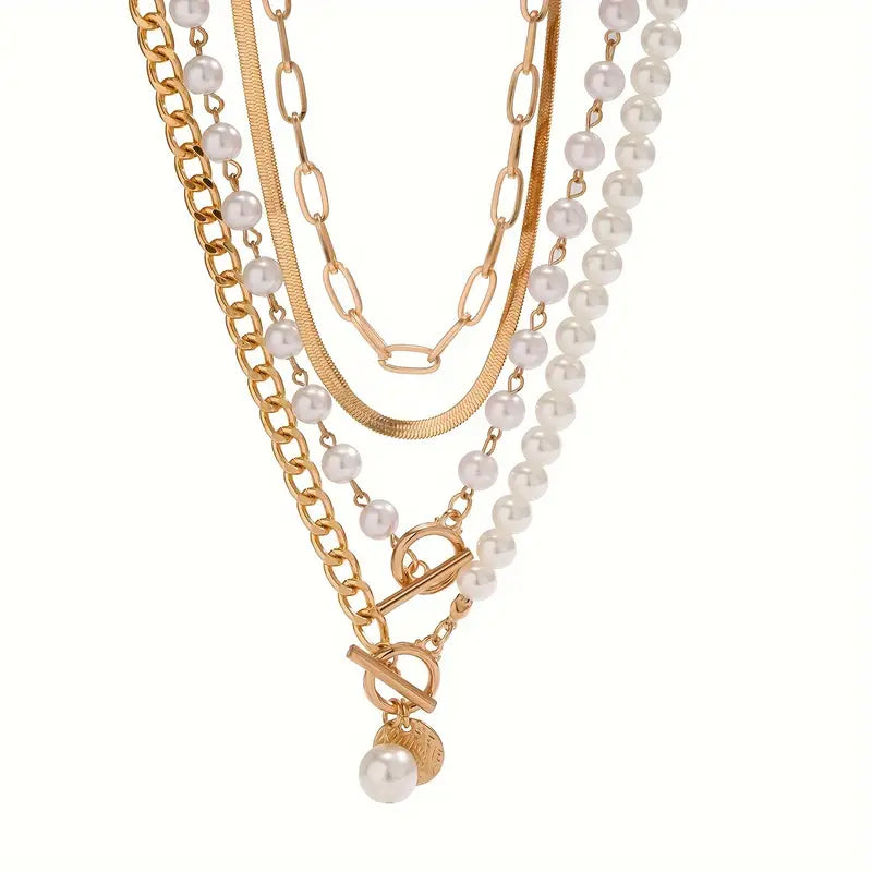 Grace | Vintage Gold Pearl Necklace Set