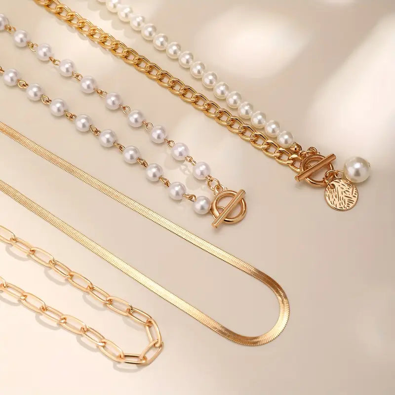 Grace | Vintage Gold Pearl Necklace Set