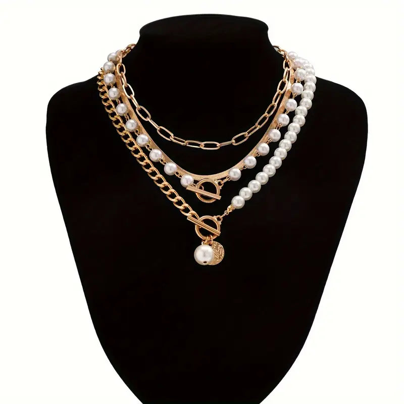 Grace | Vintage Gold Pearl Necklace Set