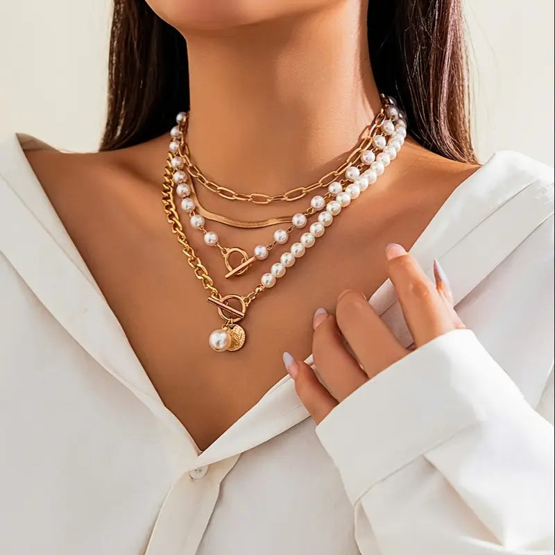 Grace | Vintage Gold Pearl Necklace Set
