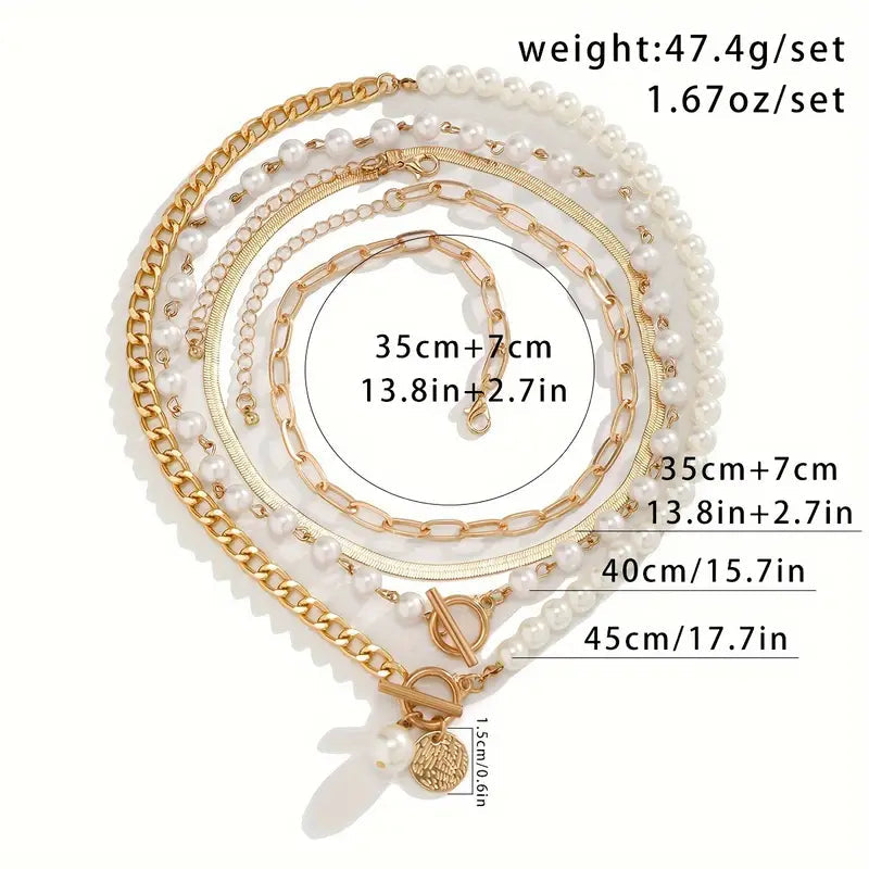 Grace | Vintage Gold Pearl Necklace Set