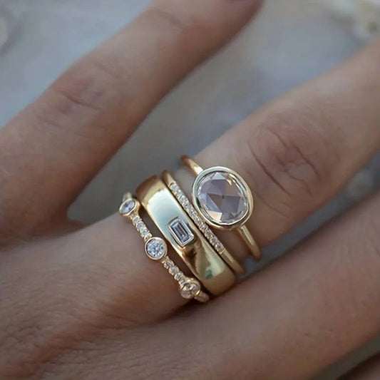 Alexandra | Vintage Gold Zirconia Ring Set